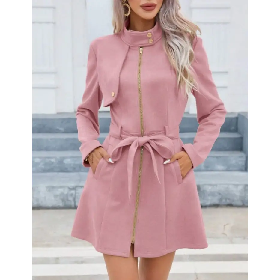 Winter Chic Double Breasted Jacket - Pink / S