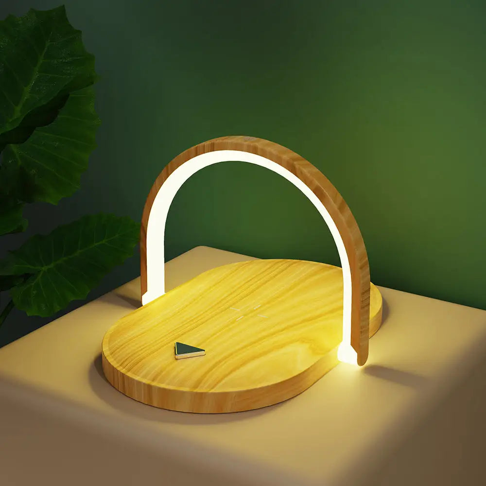 Wireless Fast Charger and Adjustable Phone Holder Wood grain