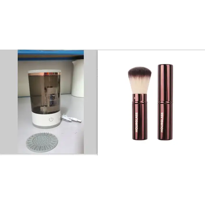 Women Eye Shadow Brush Cleaning Tool for Deep Makeup Brush Cleaning Grey and white set / USB