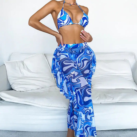 Women’s Back Sunscreen Split Three Piece Swimsuit