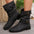 Women’s Casual PU Leather Round Toe Boots - Black / 36