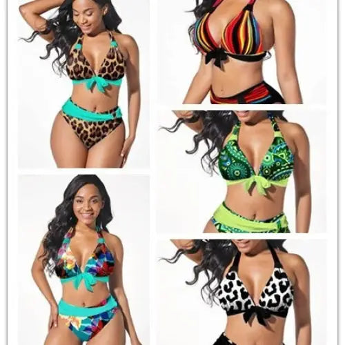 Women’s Colorful Printed Plus Size Bikini Swimming Suit