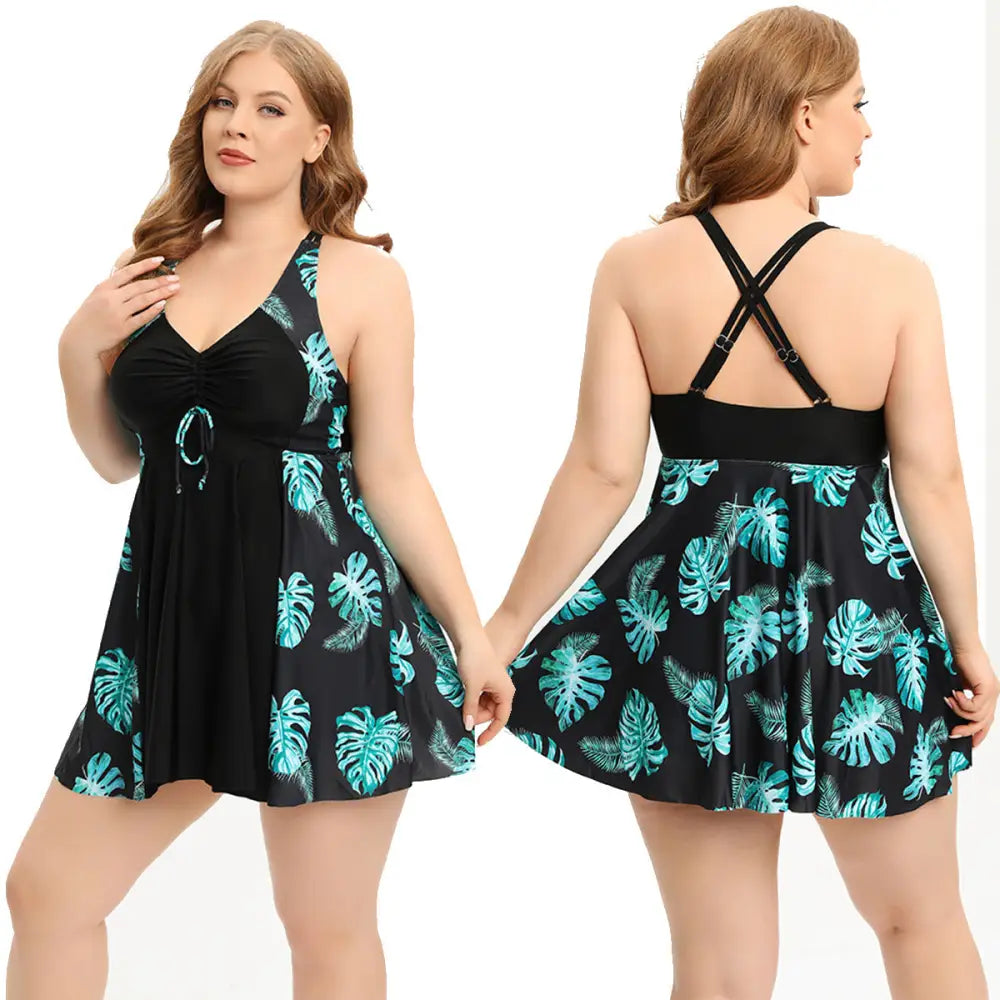 Women’s Creative Simple Printed Conservative Split Swimsuit