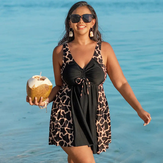 Women’s Creative Simple Printed Conservative Split Swimsuit