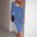 Women’s Fashion Temperament Square Collar Woolen Dress - Blue / S