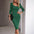 Women’s Fashion Temperament Square Collar Woolen Dress - Green / S