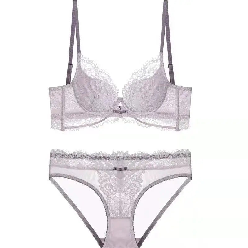 Women’s Fashionable White Underwear With Big Breasts - Purple suit / 70ABC Pass Cup