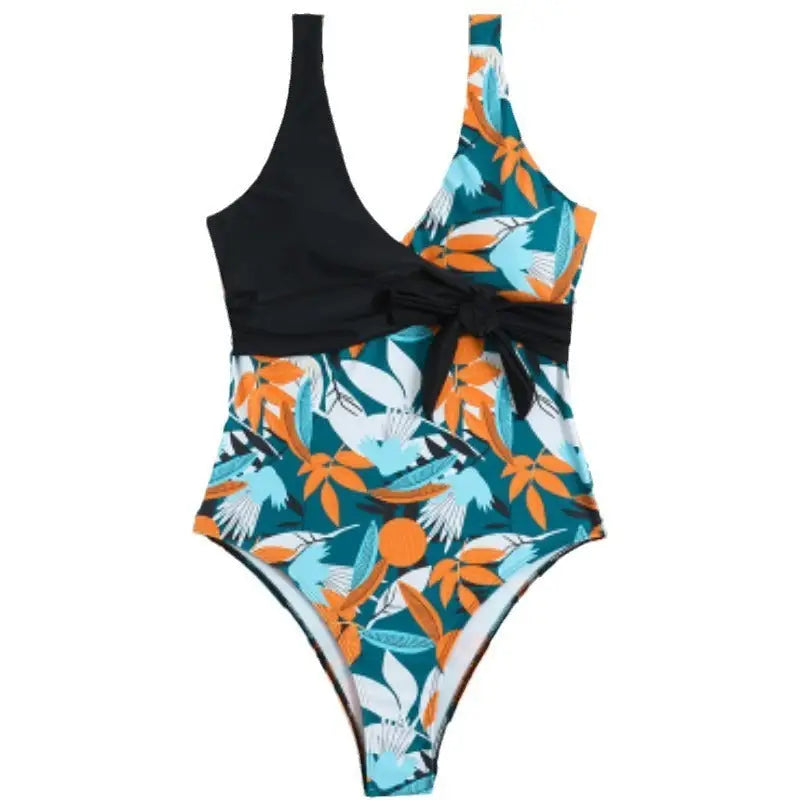 Women’s High Waist Polyester Printed One-piece Bikini