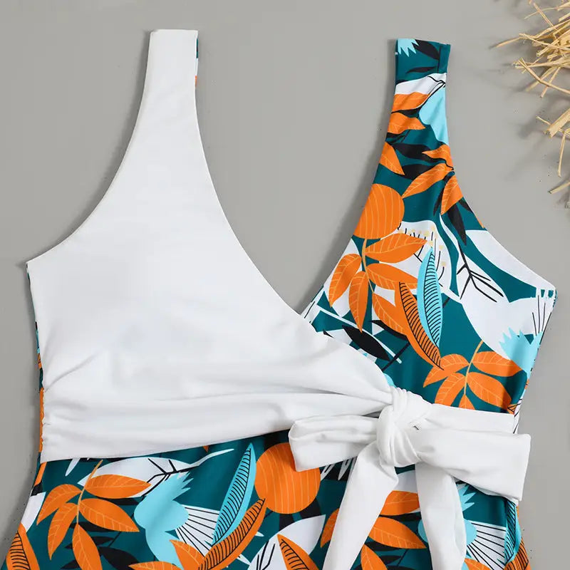 Women’s High Waist Polyester Printed One-piece Bikini