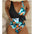 Women’s High Waist Polyester Printed One-piece Bikini - Printed Black / S