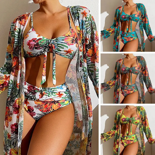 Women’s Long Blouse Split Bikini Plus Size Suit