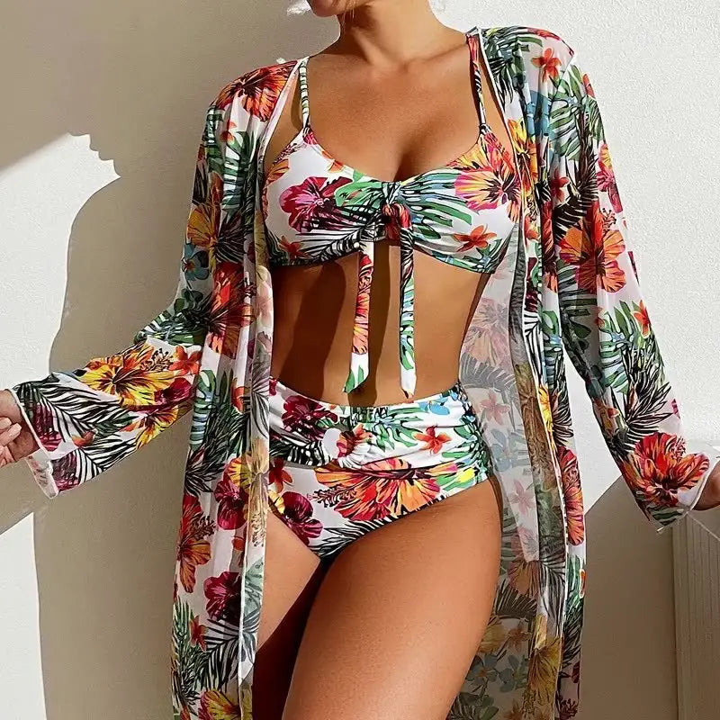 Women’s Long Blouse Split Bikini Plus Size Suit
