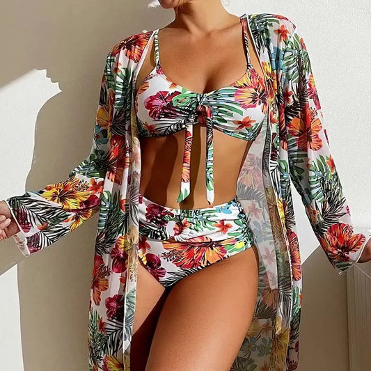Women’s Long Blouse Split Bikini Plus Size Suit