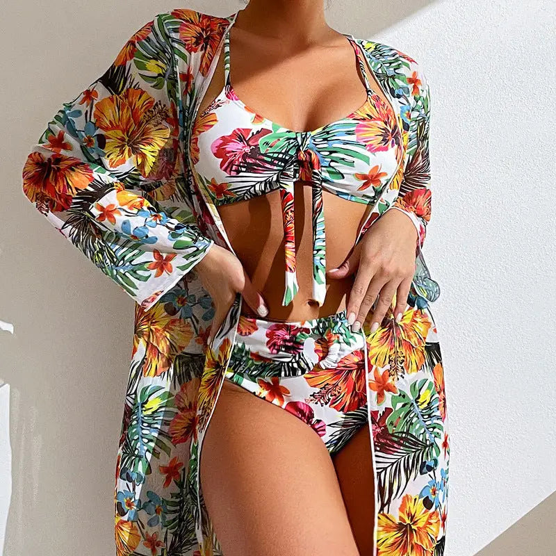 Women’s Long Blouse Split Bikini Plus Size Suit