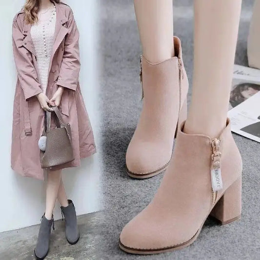Women’s Mid-Calf Warm PU Short Boots with Rubber Sole