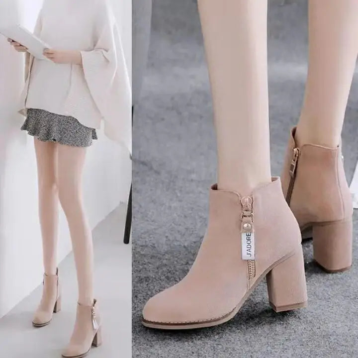 Women’s Mid-Calf Warm PU Short Boots with Rubber Sole