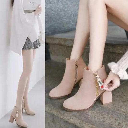 Women’s Mid-Calf Warm PU Short Boots with Rubber Sole
