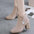 Women’s Mid-Calf Warm PU Short Boots with Rubber Sole - Apricot / 35