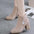 Women’s Mid-Calf Warm PU Short Boots with Rubber Sole - Beige Plus Velvet / 35