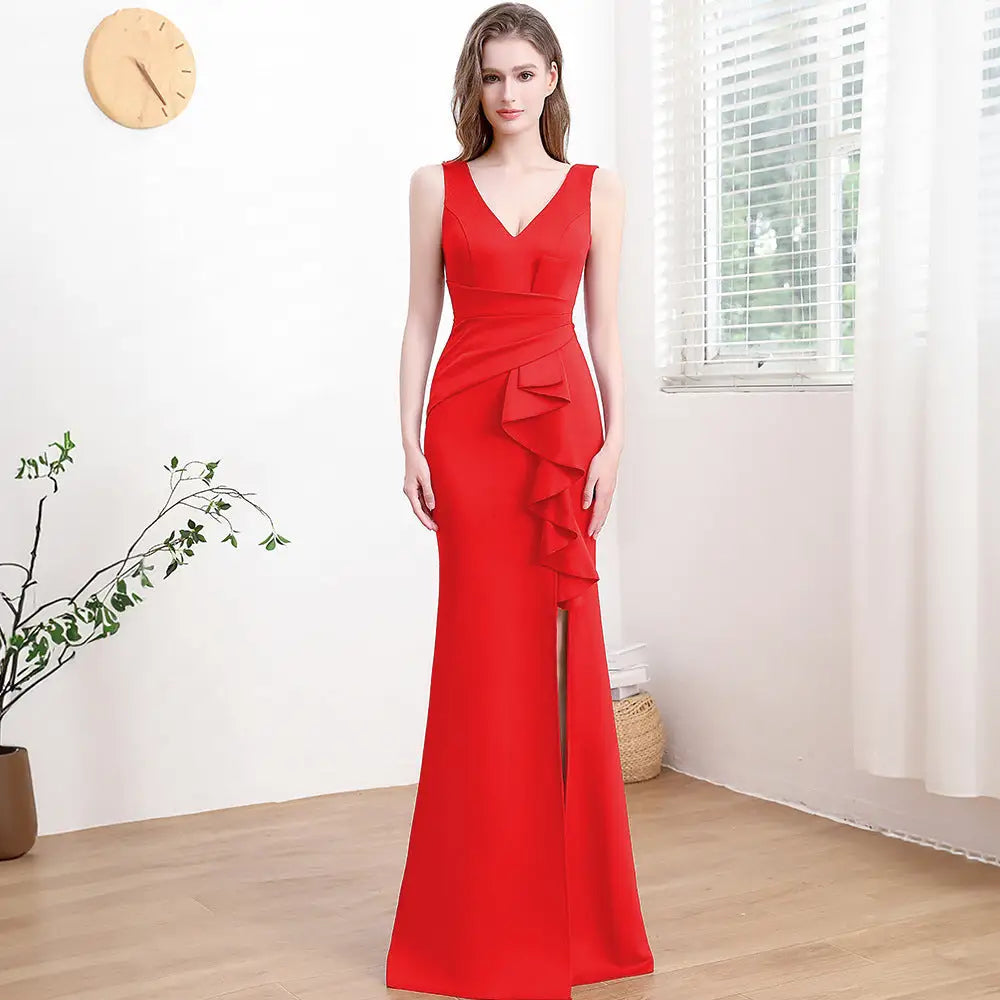 Women’s Mid Waist Long Skirt in Multiple Colors and Sizes - Red 18173 / S