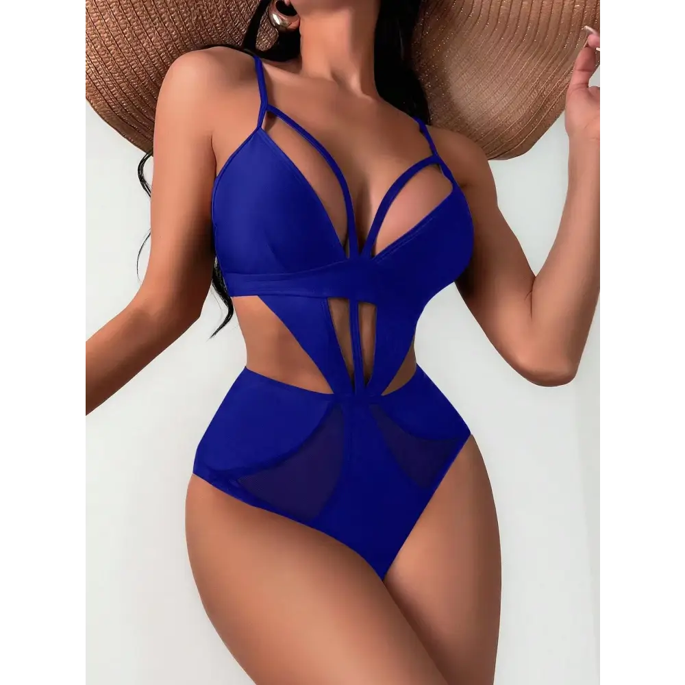 Women’s Plain Cloth European And American One-piece Swimsuit - Blue / S