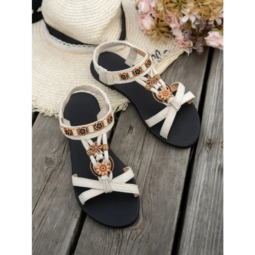 Women’s PU Fish Mouth Shoes with Rhinestone Detail - Beige / 36