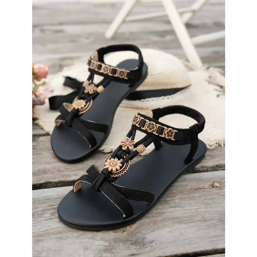 Women’s PU Fish Mouth Shoes with Rhinestone Detail - Black / 36