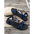 Women’s PU Fish Mouth Shoes with Rhinestone Detail - Dark Blue / 36