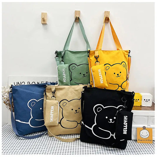 Women’s Soft Canvas Handbag with Outer Bag and Sandwich Pocket