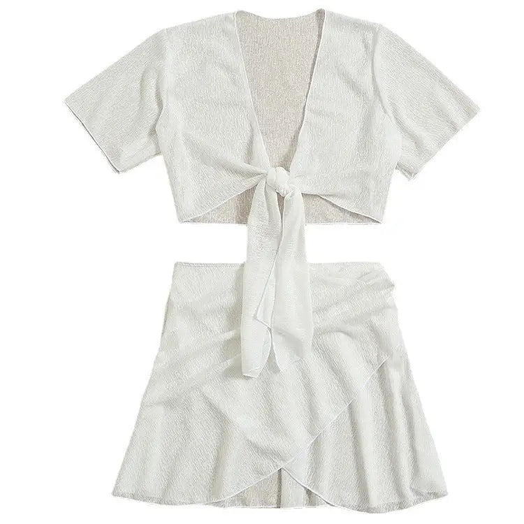 Women’s Solid Color Two-piece Swimsuit Sun-proof Beach Dress