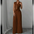 Brown pleated pantsuit.