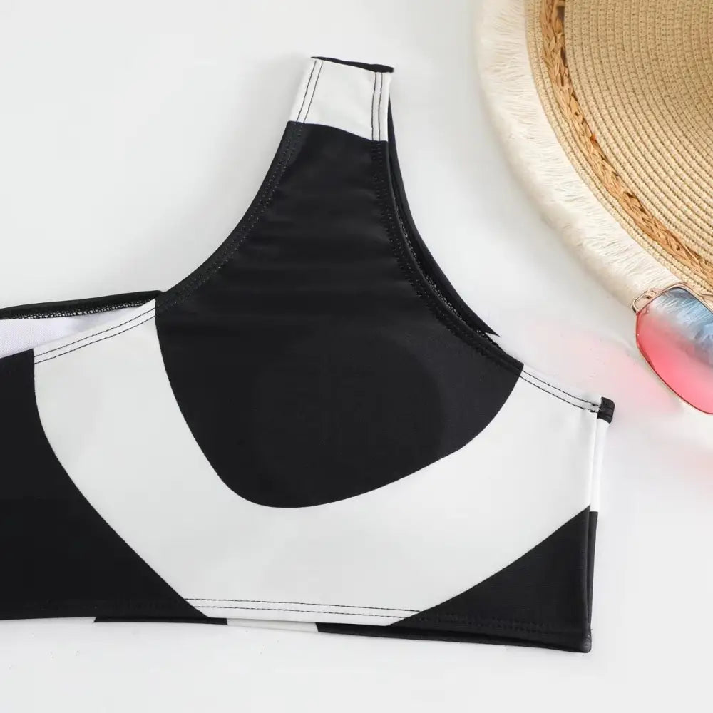 Women’s Two-piece Swimsuit Bikini Wrap Skirt Suit One-shoulder Sexy