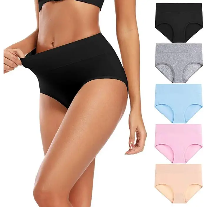 Women’s Underwear High Waist Shaping Underwear Plus Size - Black And Gray Blue Pink Skin / S