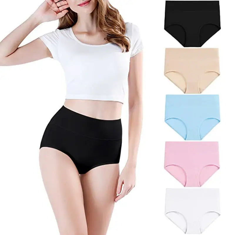 Women’s Underwear High Waist Shaping Underwear Plus Size - Black Pink Blue Skin White / S