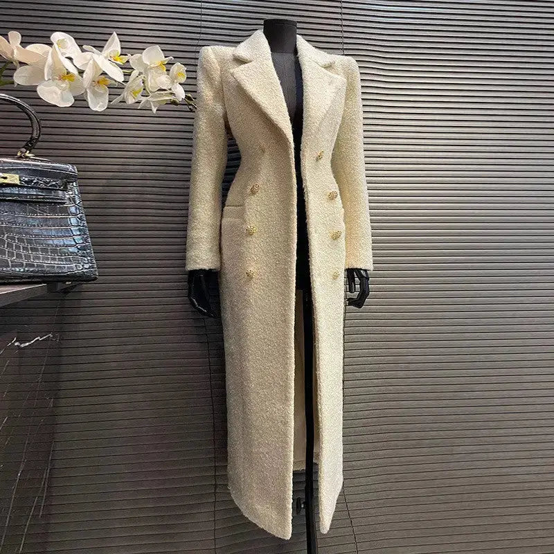 Woolen Temptation Coat - White Elegant Socialite / S