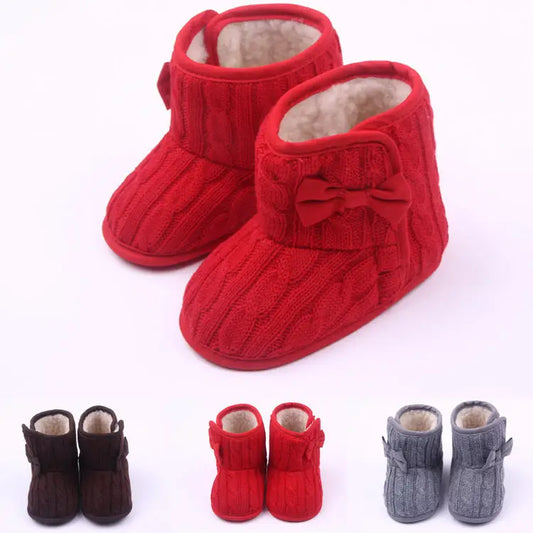 Woolly Bow Baby Booties
