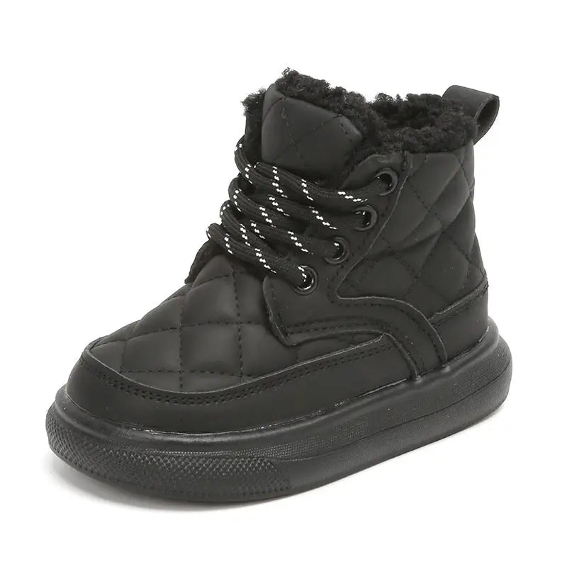 Woolly Winter Ankle Boots for Girls - Black / 21 Yards Length 13cm