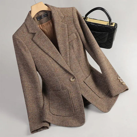 Brown tweed blazer.