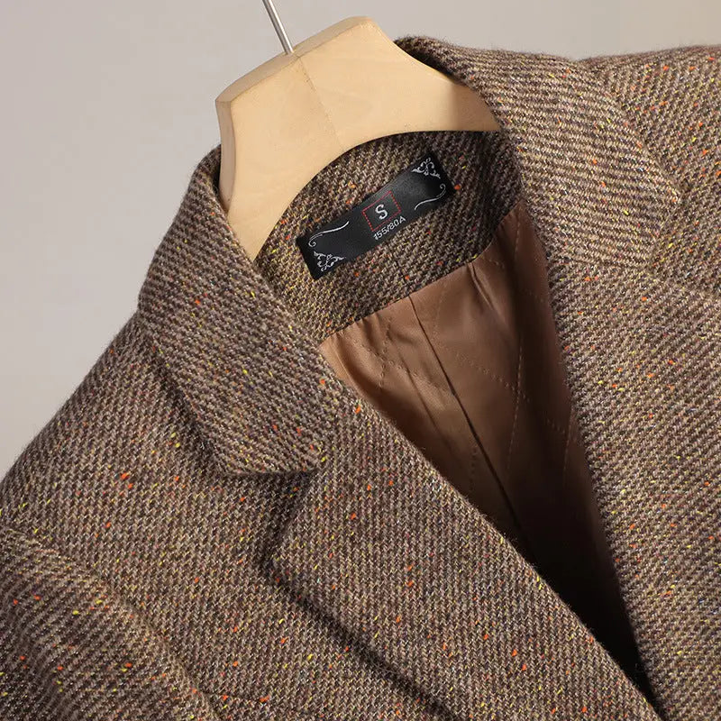 Brown tweed blazer.