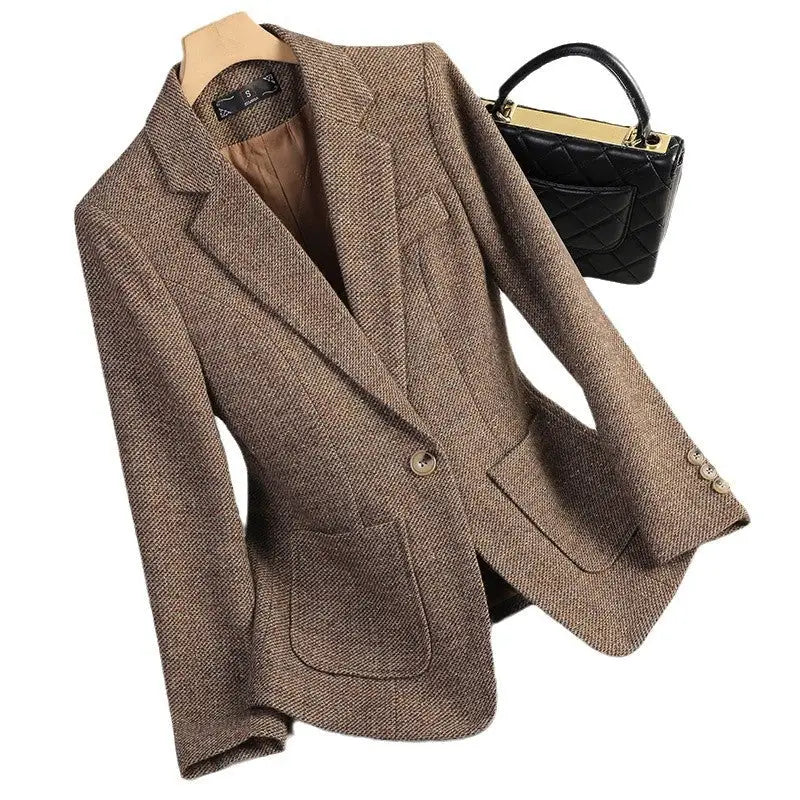 Brown tweed blazer.