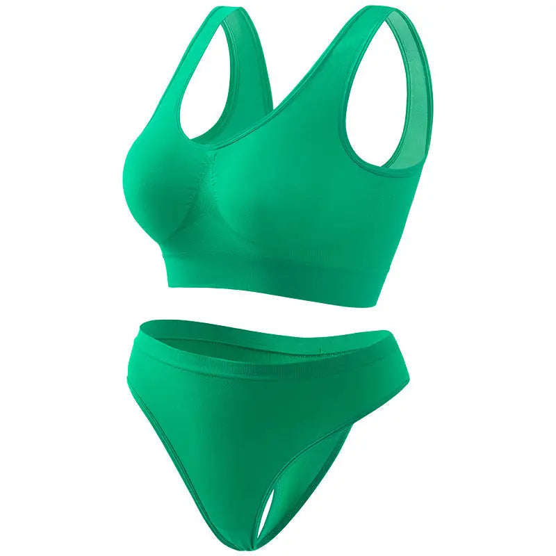 Yoga Underwear For Women Thin Small Breast Push Up - Emerald Green / S