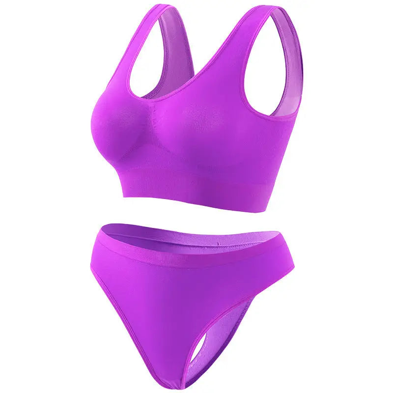 Yoga Underwear For Women Thin Small Breast Push Up - Grape Purple / S
