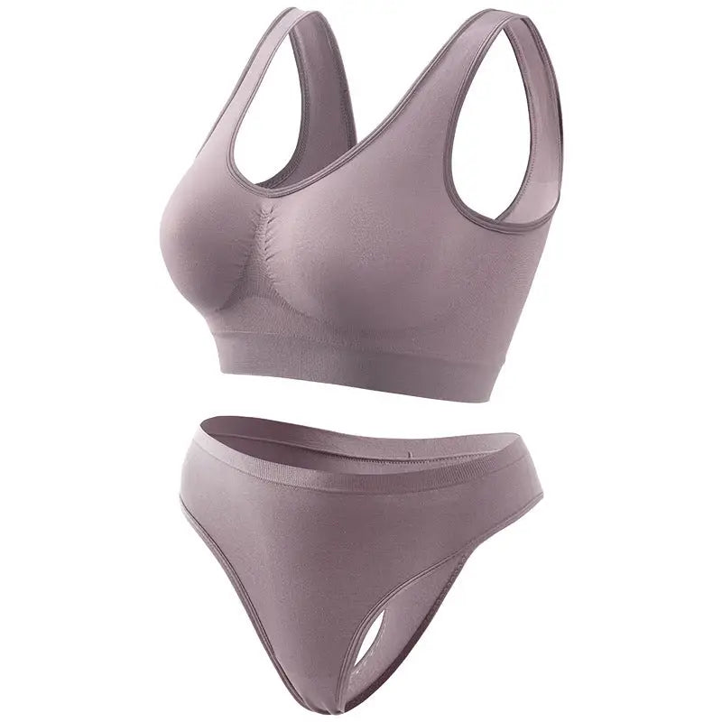 Yoga Underwear For Women Thin Small Breast Push Up - Purplish Gray / S