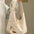 Zebra Stripe and Solid Canvas A4 Lined Shoulder Bag with Ivy Grass Pendant - Off White Without Pendant / A4 Book