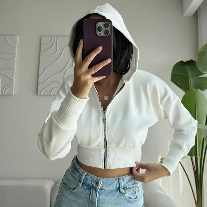 Zipper Hooded Cardi