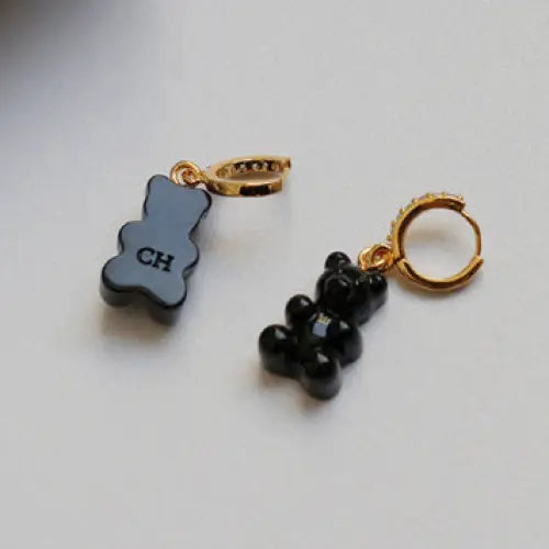ZircoBear Zirconium Inlaid Gummies with Shimmering Jewelry Design - Black