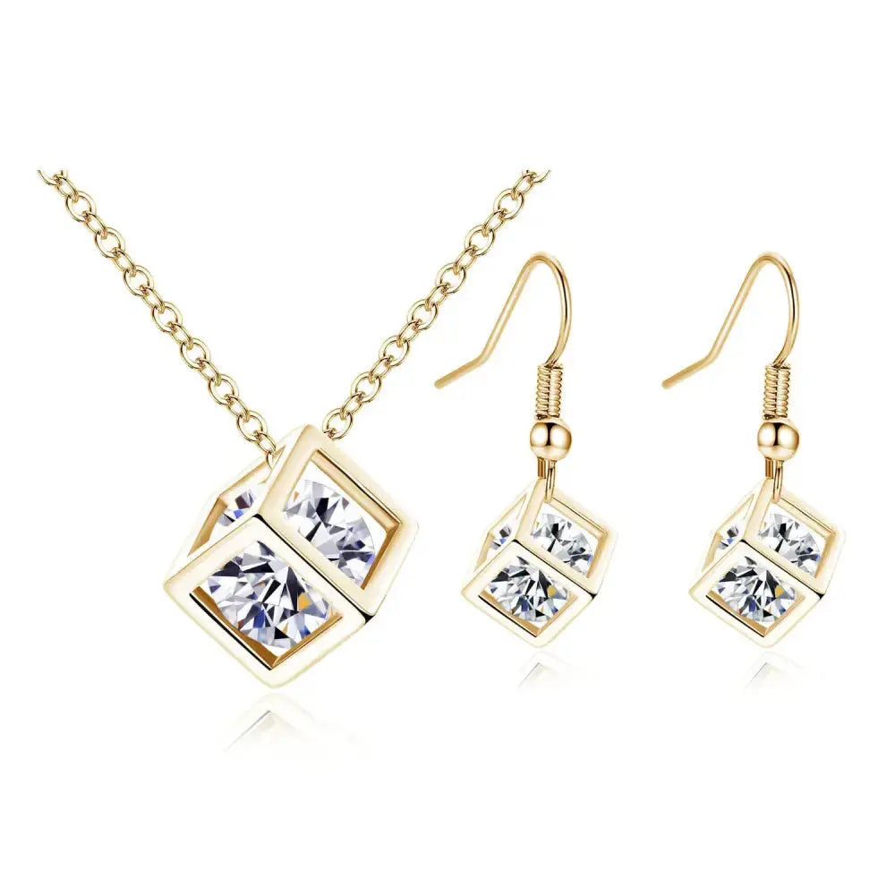 Zircon Cube Set - Gold