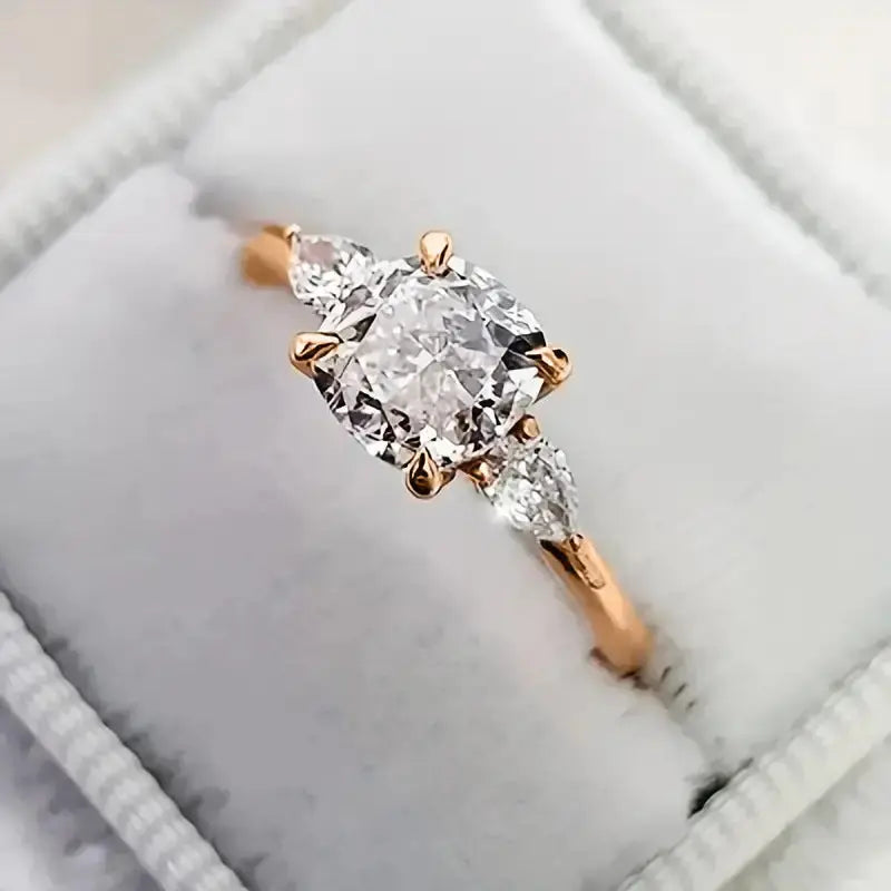 Zircon Elegance: Euro-American Four-Claw Ring - H325 Rose Gold / No 5