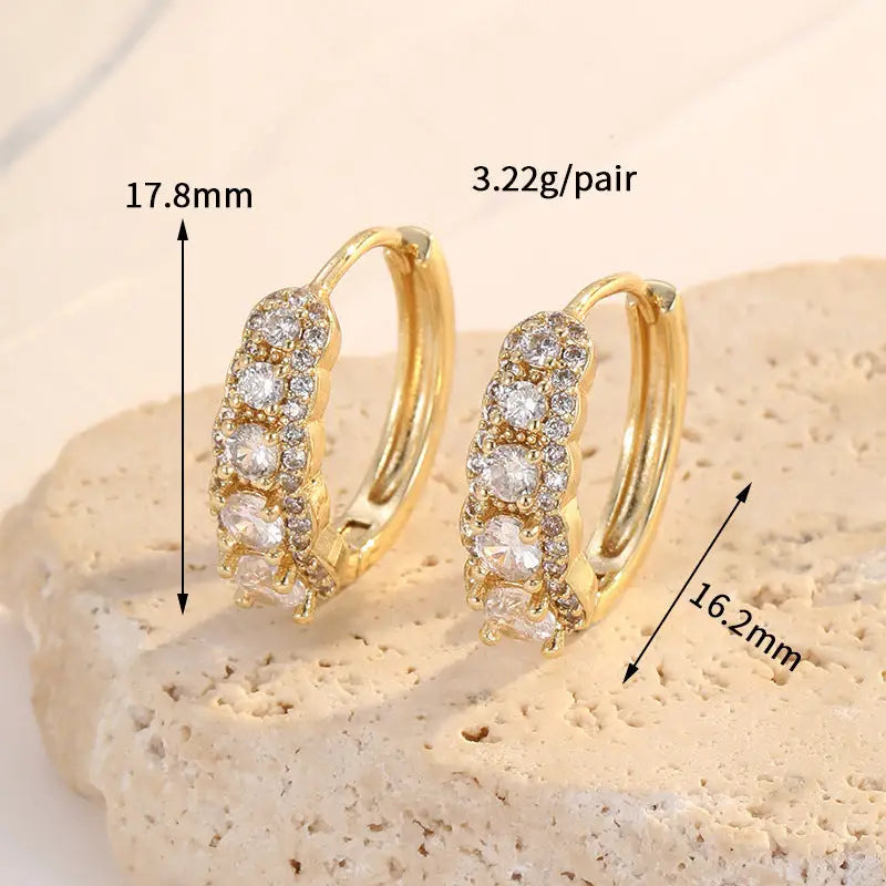 Zircon Elegance: Luxe Earrings for Women - Gold H13791 / Gold