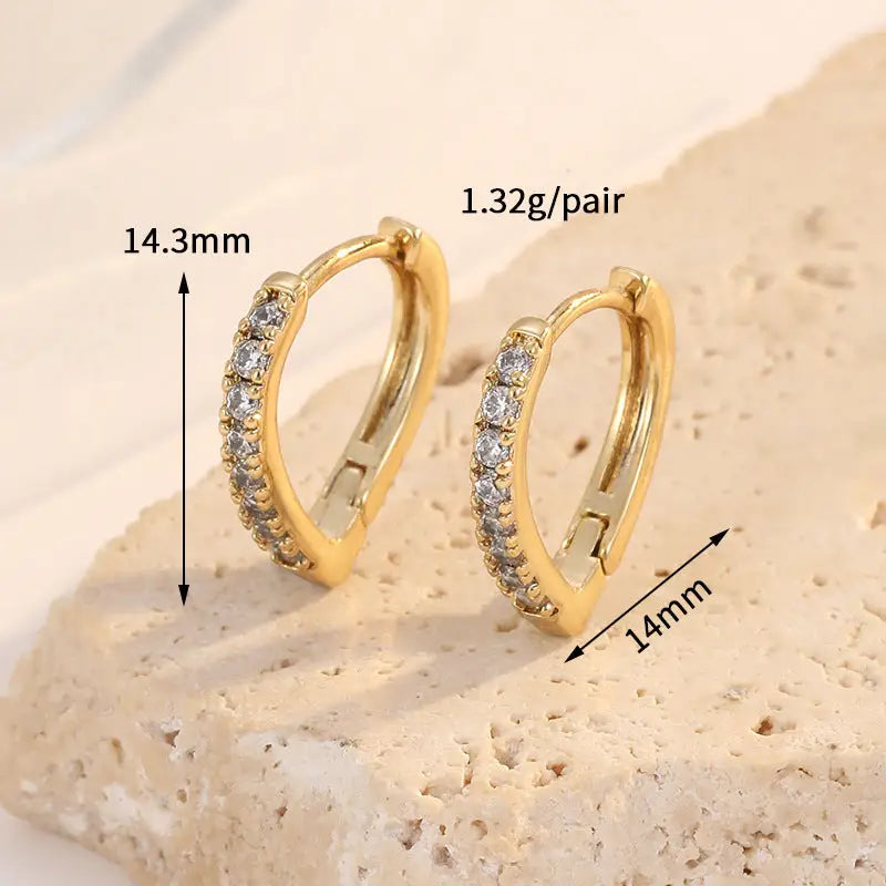 Zircon Elegance: Luxe Earrings for Women - Gold H14082 / Gold